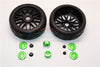 Rubber Radial Tires With Plastic Wheels With 12mm To 17mm Converter, 4mm & 5mm Wheel Lock - 2Pcs Set Green