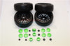 Rubber Radial Tires With Plastic Wheels With 12mm To 17mm Converter, 4mm & 5mm Wheel Lock - 4Pcs Set Green