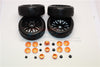 Rubber Radial Tires With Plastic Wheels With 12mm To 17mm Converter, 4mm & 5mm Wheel Lock - 4Pcs Set Orange