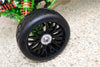 Rubber Radial Tires With Plastic Wheels With 12mm To 17mm Converter, 4mm & 5mm Wheel Lock - 2Pcs Set Green