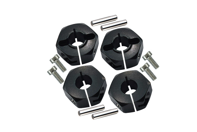 Tamiya TT-01 & TT-01D Aluminum Wheel Hex Drive Adaptor With Pins & Screws - 4Pcs Set Black