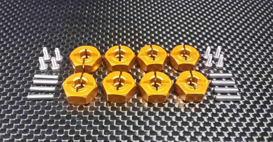 Tamiya TT-01 & TT-01D Aluminum Wheel Hex Drive Adaptor With Pins & Screws - 4Pcs Set Gold
