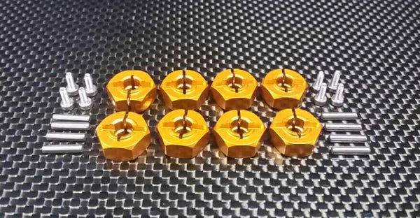 Tamiya TT-01 & TT-01D Aluminum Wheel Hex Drive Adaptor With Pins & Screws - 4Pcs Set Gold