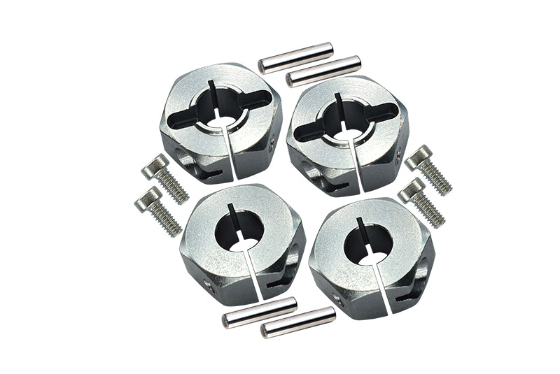 Tamiya TT-01 & TT-01D Aluminum Wheel Hex Drive Adaptor With Pins & Screws - 4Pcs Set Gray Silver