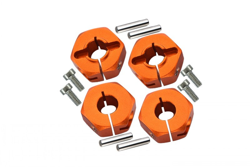 Tamiya TT-01 Aluminum Wheel Hex Drive Adaptor With Pins & Screws - 4Pcs Set Orange