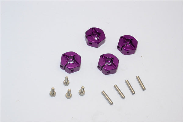 Tamiya TT-01 & TT-01D Aluminum Wheel Hex Drive Adaptor With Pins & Screws - 4Pcs Set Purple