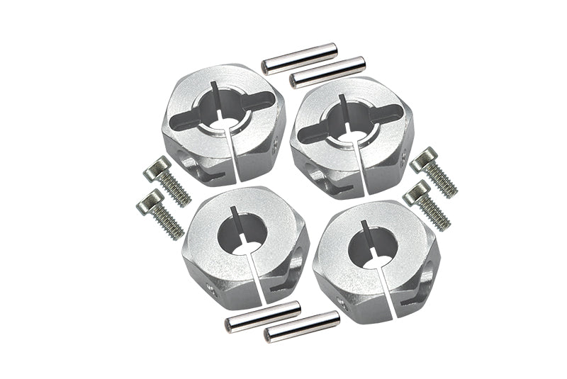 Tamiya TT-01 & TT-01D Aluminum Wheel Hex Drive Adaptor With Pins & Screws - 4Pcs Set Silver