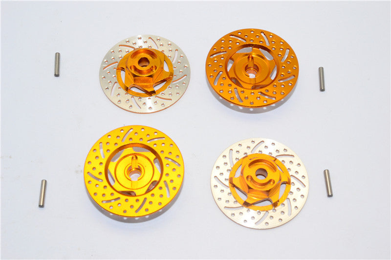 Tamiya TT-01 & TT-01D Aluminum Brake Disk Hex Adaptors (12mm) - 4Pcs Set Gold