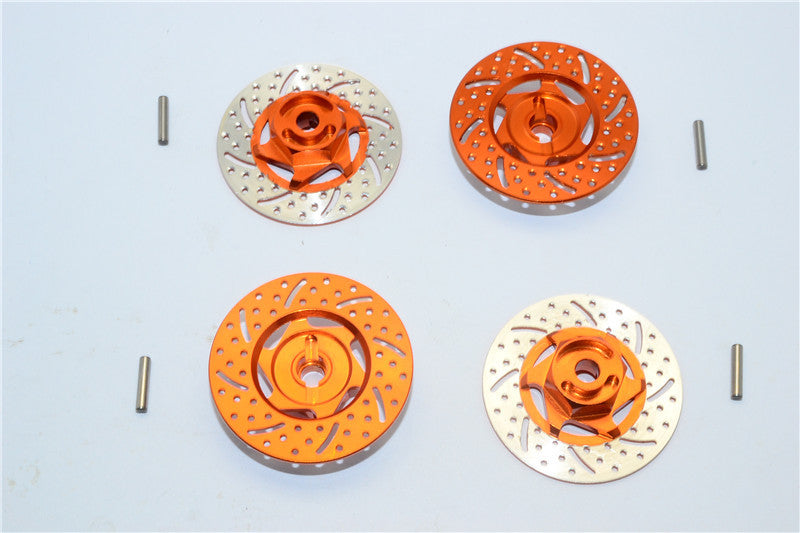 Tamiya TT-01 & TT-01D Aluminum Brake Disk Hex Adaptors (12mm) - 4Pcs Set Orange