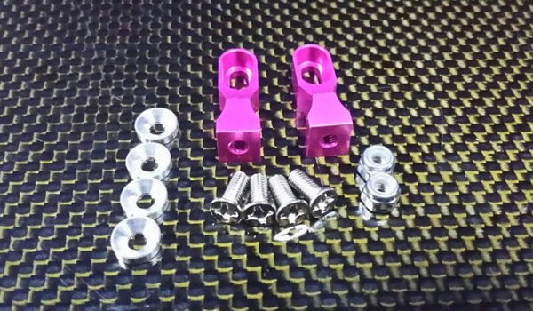 Tamiya TT-01 & TT-01D Aluminum Servo Mount With Collars / Lock Nuts / Screws - 1Pr Set Pink