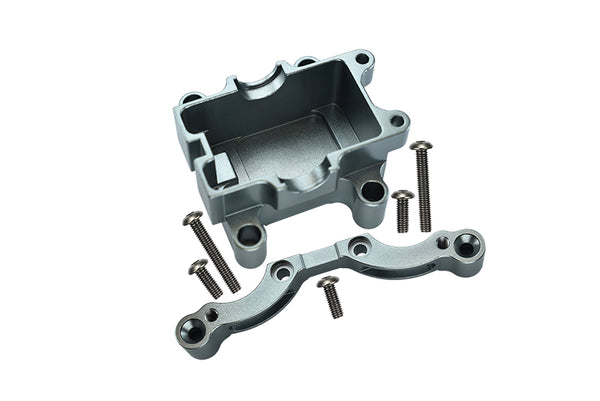 Tamiya TT-01 / TT-01D Aluminum Front Damper Plate With Gear Box & Screws - 2Pcs Set Gray Silver