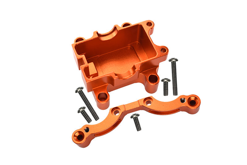 Front Damper Plate with Gear Box & Screws For 1/10 Tamiya RC Car TT-01 - 7Pc Set Orange