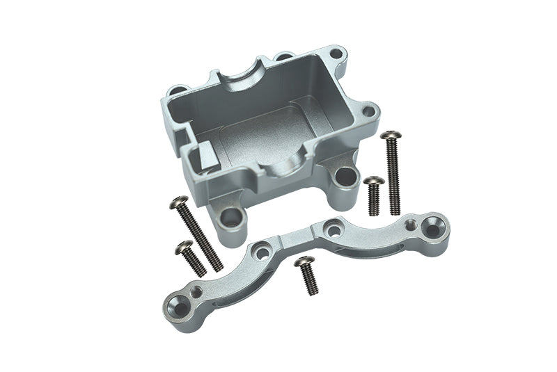 Tamiya TT-01 & TT-01D Aluminum Front Damper Plate With Gear Box & Screws - 2Pcs Set Silver