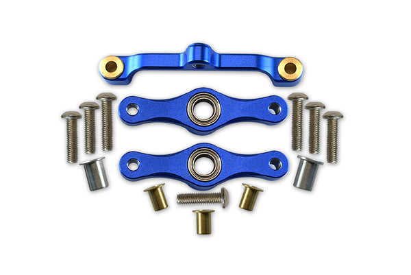 Tamiya TT-01 & TT-01D Aluminum Steering Assembly With Bearings - 1 Set Blue