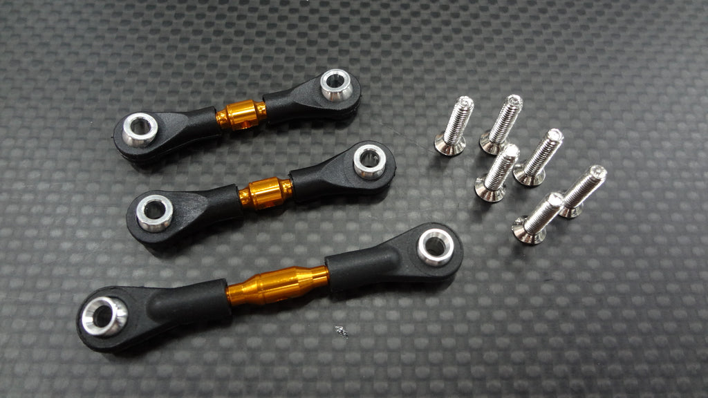 Tamiya TT-01 & TT-01D Aluminum Completed Tie Rod With Screws - 3Pcs Set Gold