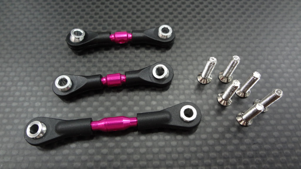 Tamiya TT-01 & TT-01D Aluminum Completed Tie Rod With Screws - 3Pcs Set Pink