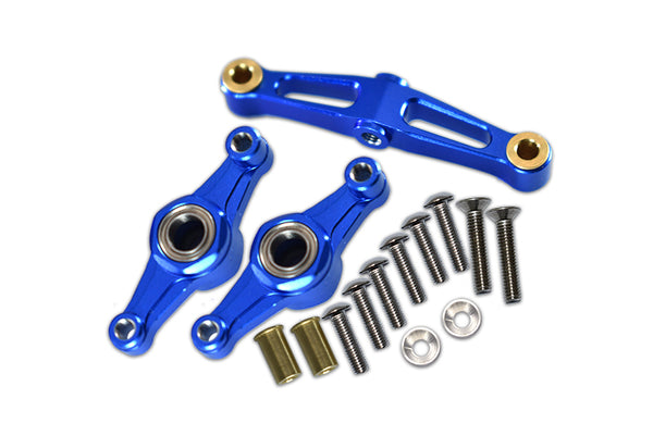 Tamiya TT-02 Aluminum Steering Assembly With Bearing - 1 Set Blue