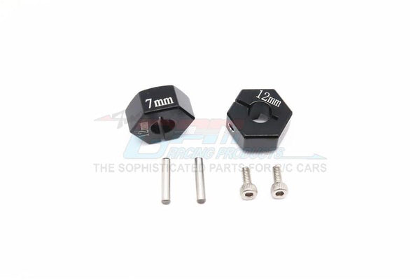 Tamiya DF02 & TT02B Aluminum Hex Adapter 12X7mm - 2Pcs Set Black