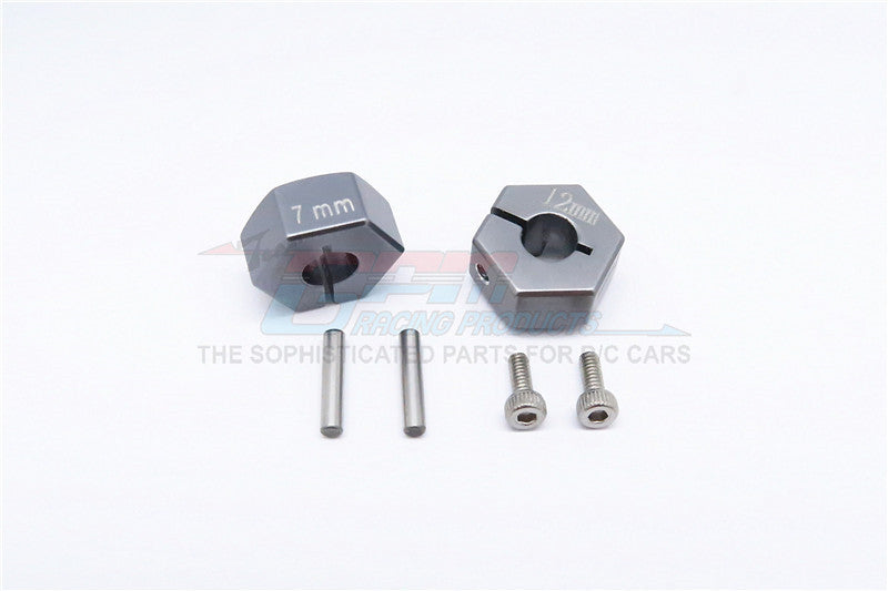 Tamiya TT02B Aluminum Hex Adapter 12X7mm - 2Pcs Set Gray Silver