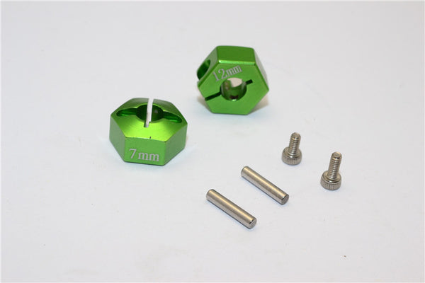 Tamiya TT02B Aluminum Hex Adapter 12X7mm - 2Pcs Set Green