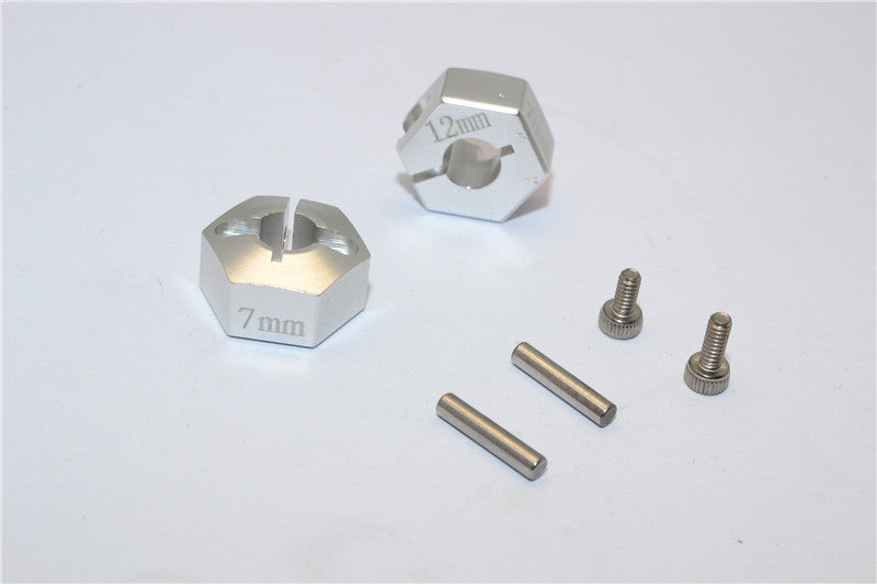 Tamiya TT02B Aluminum Hex Adapter 12X7mm - 2Pcs Set Silver