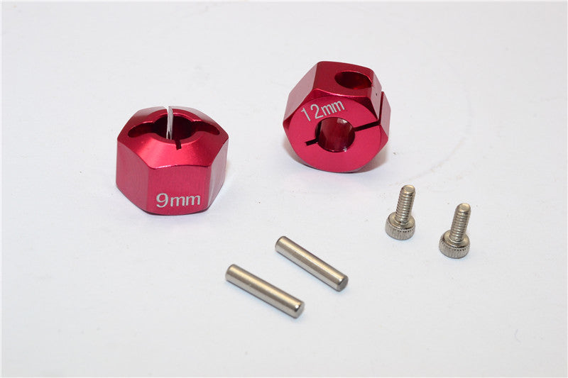 Tamiya TT02B Aluminum Hex Adapter 12X9mm - 2Pcs Set Red