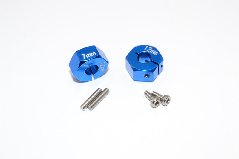 Tamiya DF02 & TT02B Aluminum Hex Adapter 12X7mm - 2Pcs Set Blue