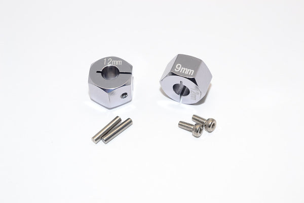 Tamiya DF02 & TT02B Aluminum Hex Adapter 12X9mm - 2Pcs Set Gray Silver