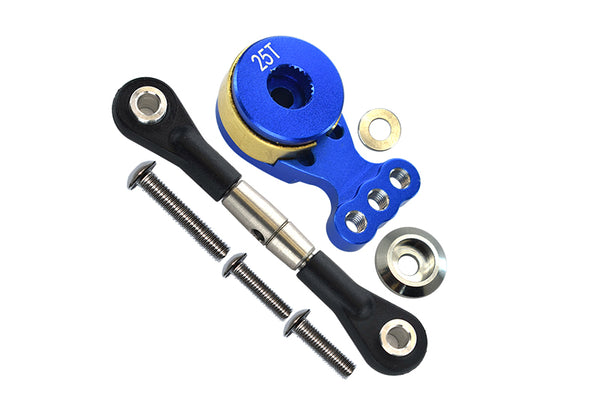 Tamiya TT02B Aluminum Hi-Torque Servo Saver 25T With Steel Tie Rod - 1 Set Blue