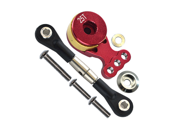 Tamiya TT02B Aluminum Hi-Torque Servo Saver 25T With Steel Tie Rod - 1 Set Red