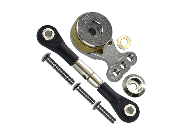 Tamiya TT02B Aluminum Hi-Torque Servo Saver 25T With Steel Tie Rod - 1 Set Silver