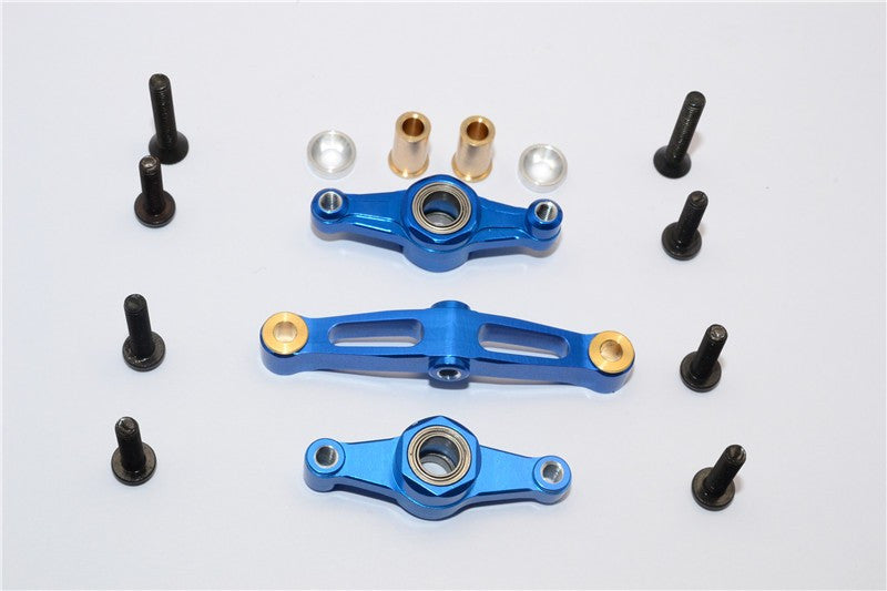 Tamiya TT02B & TT02 Aluminum Steering Assembly With Bearing - 1 Set Blue