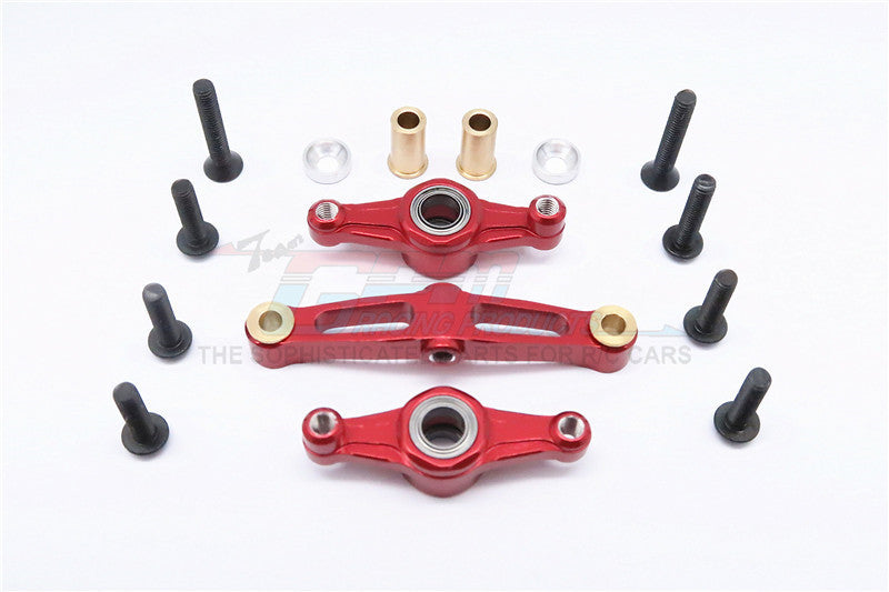 Tamiya TT02B & TT02 Aluminum Steering Assembly With Bearing - 1 Set Red