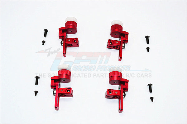 Tamiya TT02T Aluminum Front & Rear Body Post Mount With 12mm Magnet - 4Pcs Set Red
