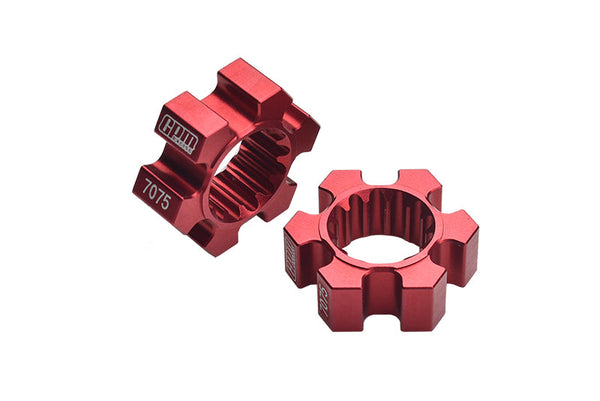 2Pc Aluminum 7075-T6 Wheel Hex Hubs For 1:5 Traxxas X Maxx 6S / X Maxx 8S / XRT 8S Monster Truck Upgrades - Red