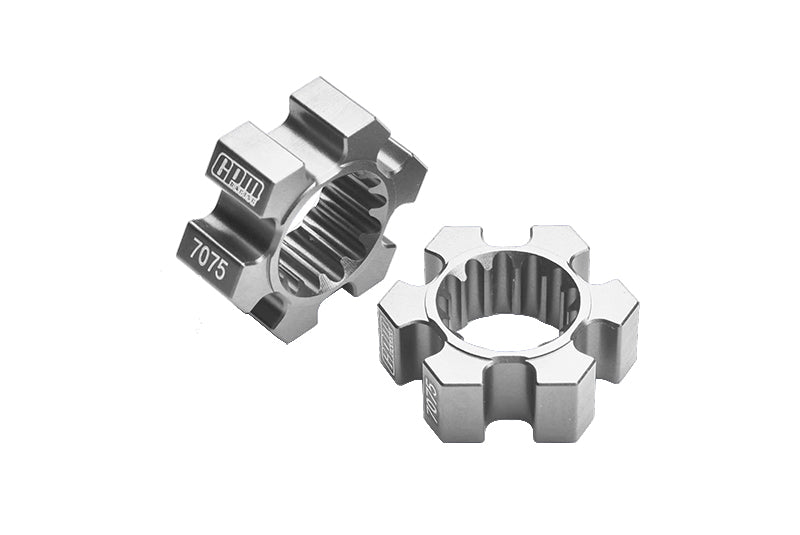 2Pc Aluminum 7075-T6 Wheel Hex Hubs For 1:5 Traxxas X Maxx 6S / X Maxx 8S / XRT 8S Monster Truck Upgrades - Silver