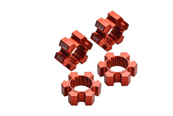 Aluminum 7075-T6 Wheel Hex Hubs 4Pc Set For 1:5 Traxxas X Maxx 6S / X Maxx 8S / XRT 8S Monster Truck Upgrades - Orange