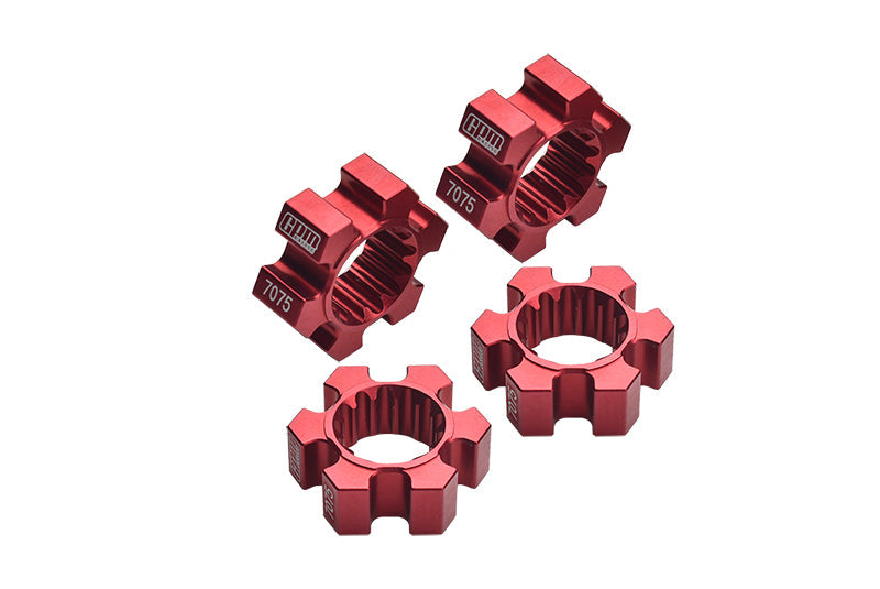 Aluminum 7075-T6 Wheel Hex Hubs 4Pc Set For 1:5 Traxxas X Maxx 6S / X Maxx 8S / XRT 8S Monster Truck Upgrades - Red