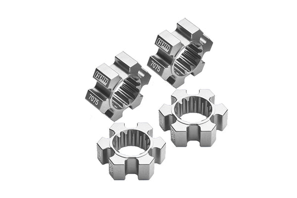 Aluminum 7075-T6 Wheel Hex Hubs 4Pc Set For 1:5 Traxxas X Maxx 6S / X Maxx 8S / XRT 8S Monster Truck Upgrades - Silver