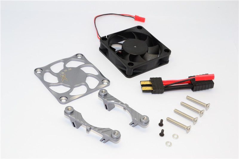 Traxxas X-Maxx 4X4 Aluminum Motor Heatsink With Cooling Fan - 1 Set Gray Silver