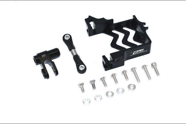 Traxxas X Maxx 4X4 Aluminum Servo Mount + Stainless Steel Tie Rod + 25T Aluminum Servo Horn (For X Maxx 6S / 8S) - 16Pc Set Black