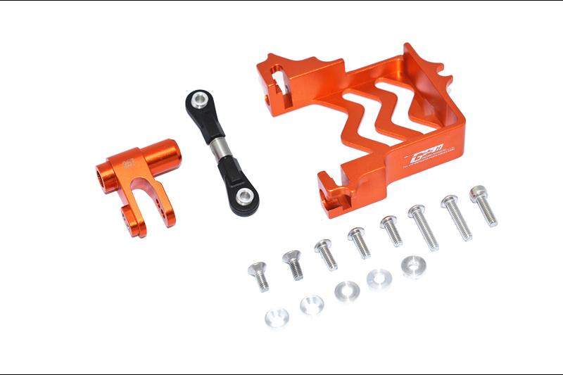 Traxxas X Maxx 4X4 Aluminum Servo Mount + Stainless Steel Tie Rod + 25T Aluminum Servo Horn (For X Maxx 6S / 8S) - 16Pc Set Orange