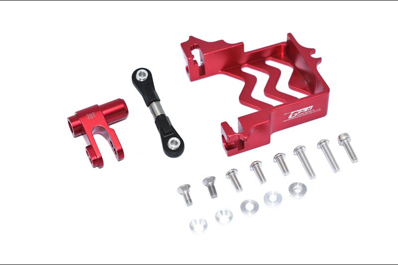 Traxxas X Maxx 4X4 Aluminum Servo Mount + Stainless Steel Tie Rod + 25T Aluminum Servo Horn (For X Maxx 6S / 8S) - 16Pc Set Red