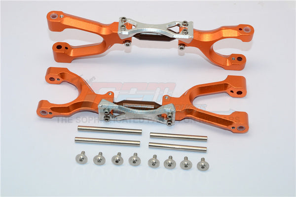 Traxxas X-Maxx 4X4 Spring Steel + Aluminum Supporting Mount With Front / Rear Upper Arms - 1Pr Set Orange+Silver