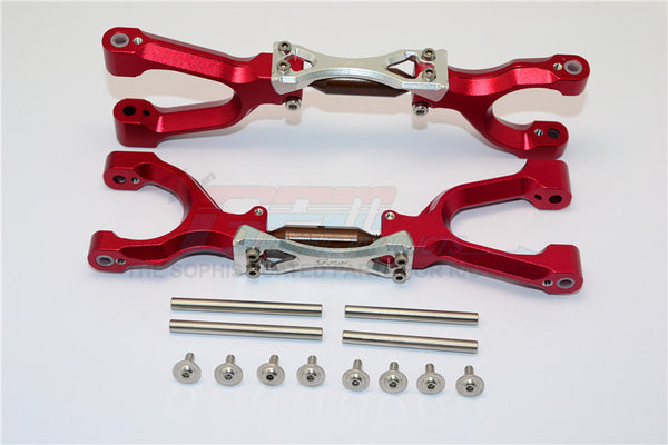 Traxxas X-Maxx 4X4 Spring Steel + Aluminum Supporting Mount With Front / Rear Upper Arms - 1Pr Set Red+Silver