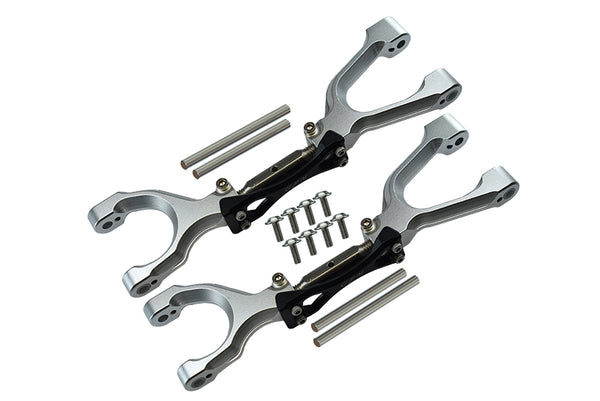 Traxxas X-Maxx 4X4 Spring Steel + Aluminum Supporting Mount With Front / Rear Upper Arms - 1Pr Set Silver