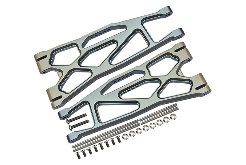 Aluminium 6061-T6 Front Or Rear Extended Lower Arms For 1/5 Traxxas X Maxx 8S With WideMAXX #7895 Kit - 24Pc Set Gray Silver