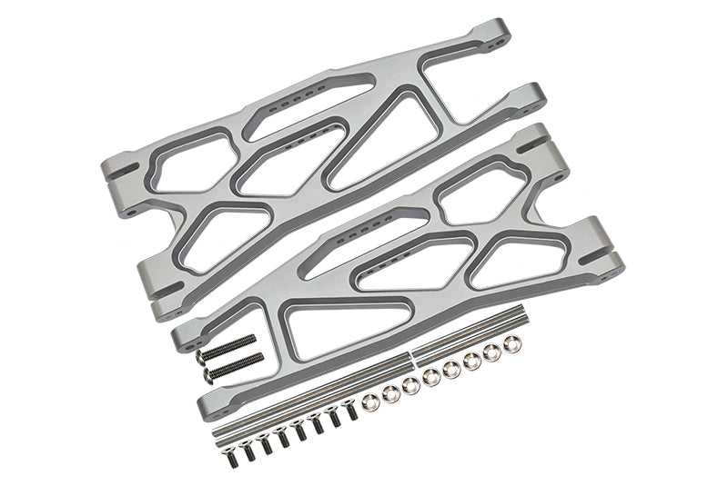 Aluminium 6061-T6 Front Or Rear Extended Lower Arms For 1/5 Traxxas X Maxx 8S With WideMAXX #7895 Kit - 24Pc Set Silver