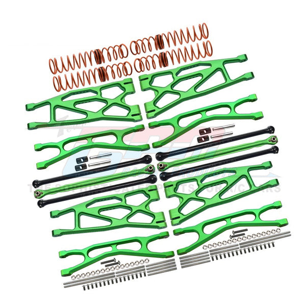 Full Set Aluminum Suspension Arms + Steering Rods + Dog Bones Combo Pack For 1/5 Traxxas X Maxx 8S With WideMAXX #7895 Kit - 110Pc Set Green