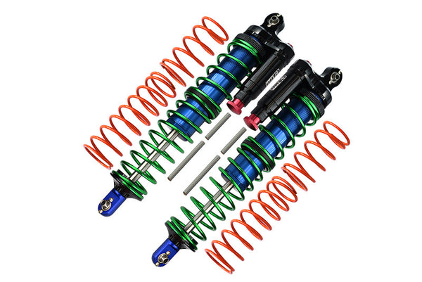 Aluminum 6061-T6 Front Or Rear L-Shape Piggy Back (Built-In Piston Spring) Adjustable Spring Dampers For 1:5 Traxxas X Maxx 6S / X Maxx 8S Monster Truck Upgrades - Blue